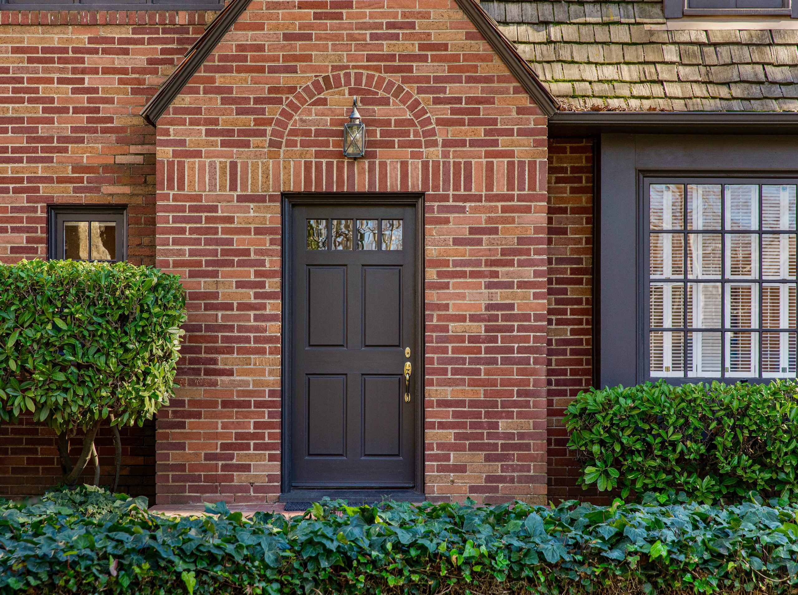 brick house with a front door